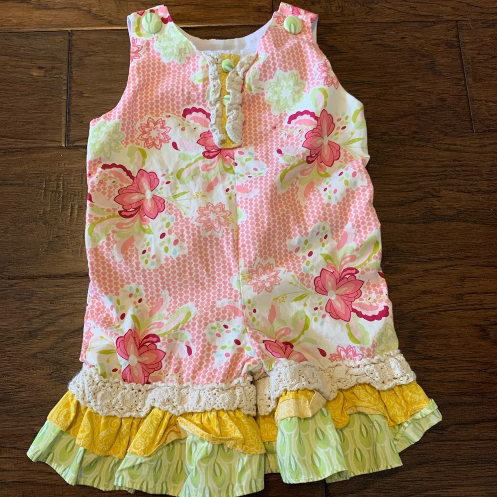 Peaches n’ Cream Baby Floral Romper, Size 6/9